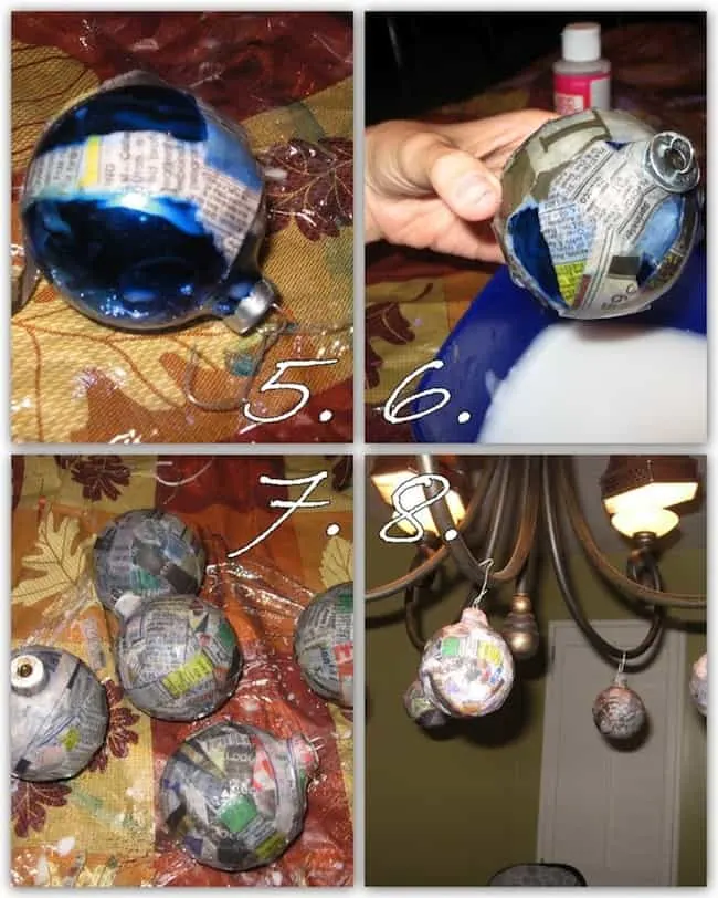 In this budget friendly, recycled Halloween craft, you'll use Mod Podge and old Christmas ornaments to make these cool Halloween ornaments!
