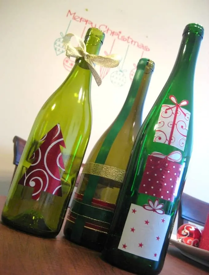Wine bottle decor Christmas craft