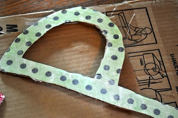 Cardboard letter P with polka dot scrapbook paper Mod Podged on top
