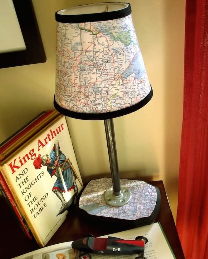 You can build a map lamp of your very own by following this tutorial from Man Podger David - use maps from your fave places to make it personal!