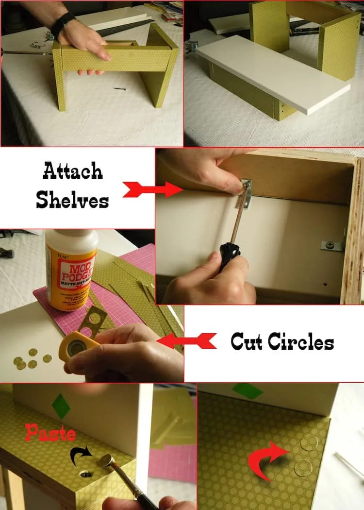 Attach shelves and brackets to DIY plant stand