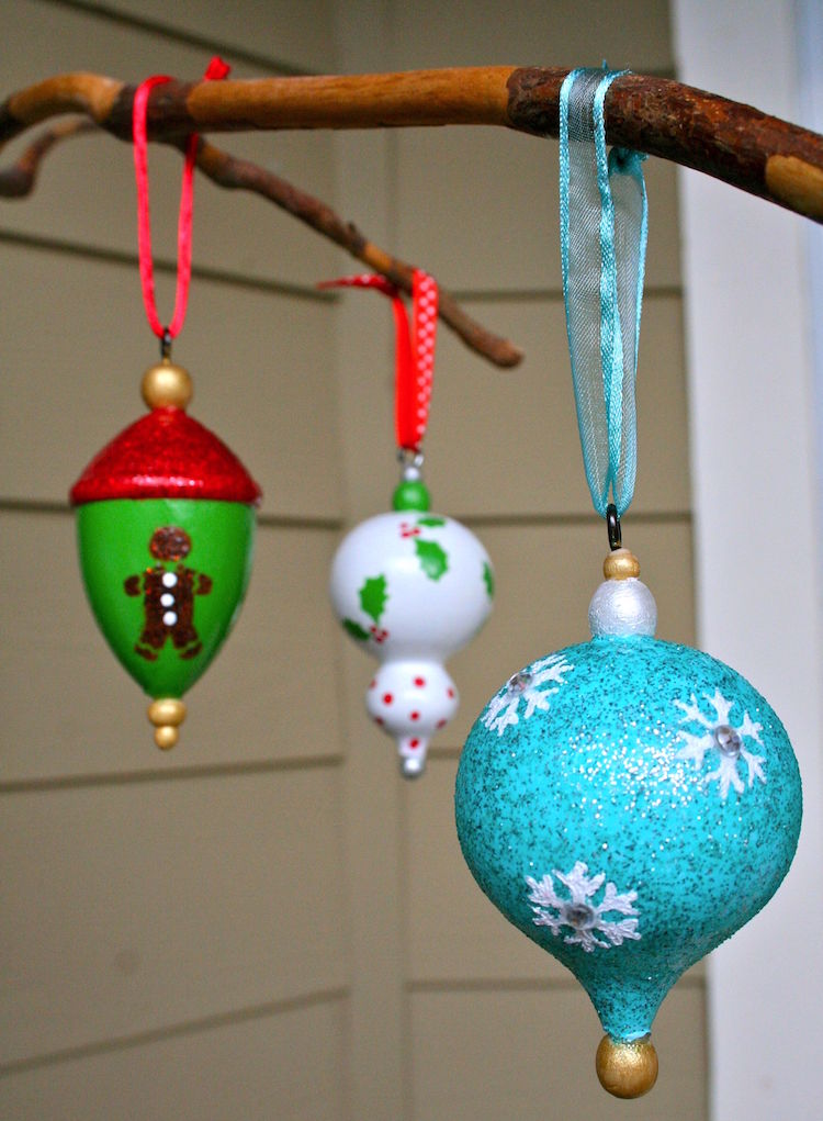 Painted wooden Christmas ornaments