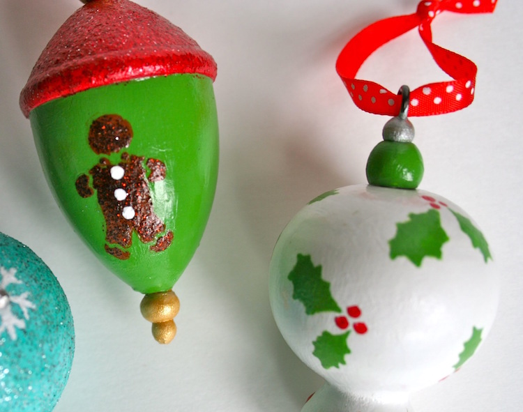 Close up Martha Stewart Christmas ornaments