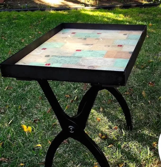 DIY End Table from a Luggage Rack