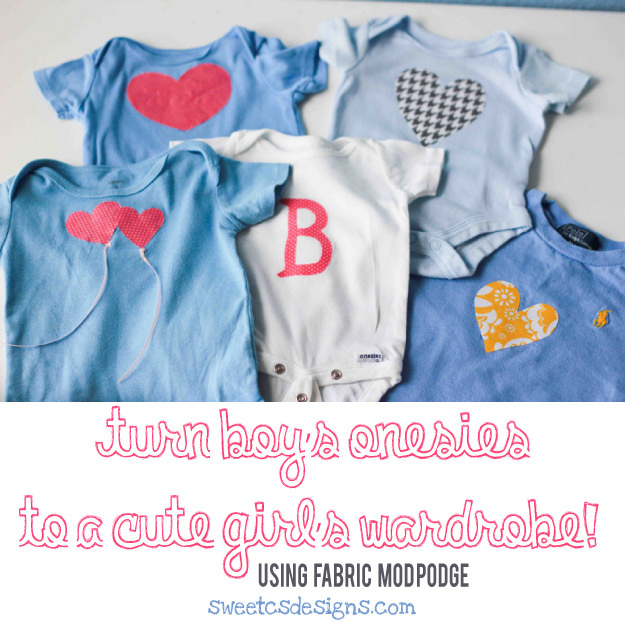 Cute DIY onesies made with Fabric Mod Podge