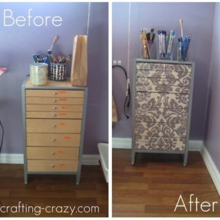 Use fabric and Mod Podge to upcycle an old organizing cabinet. This furniture makeover project is really easy - you'll love this technique!