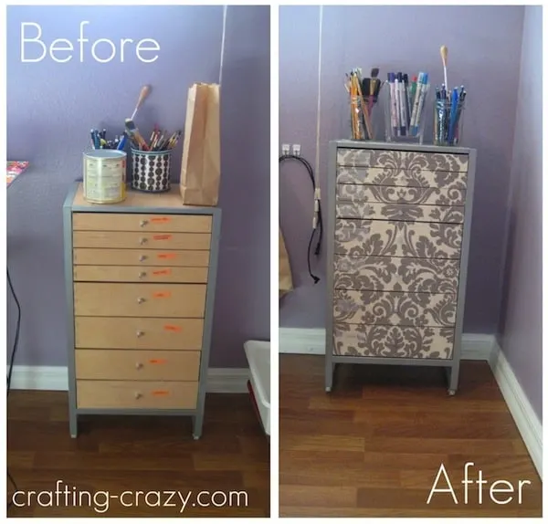 Use fabric and Mod Podge to upcycle an old organizing cabinet. This furniture makeover project is really easy - you'll love this technique!