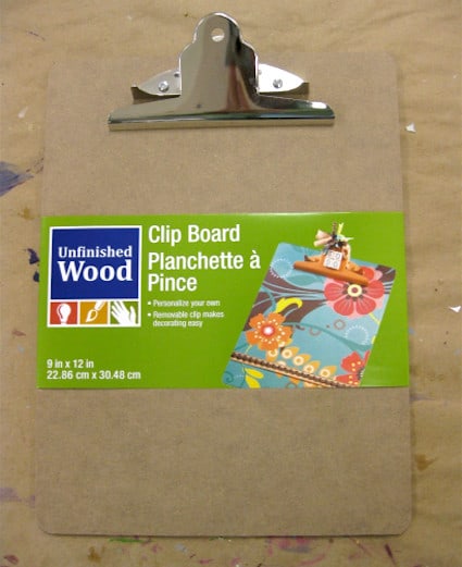 Unfinished wood clipboard