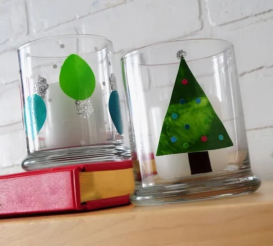 DIY Christmas clings made with paint and Mod Podge