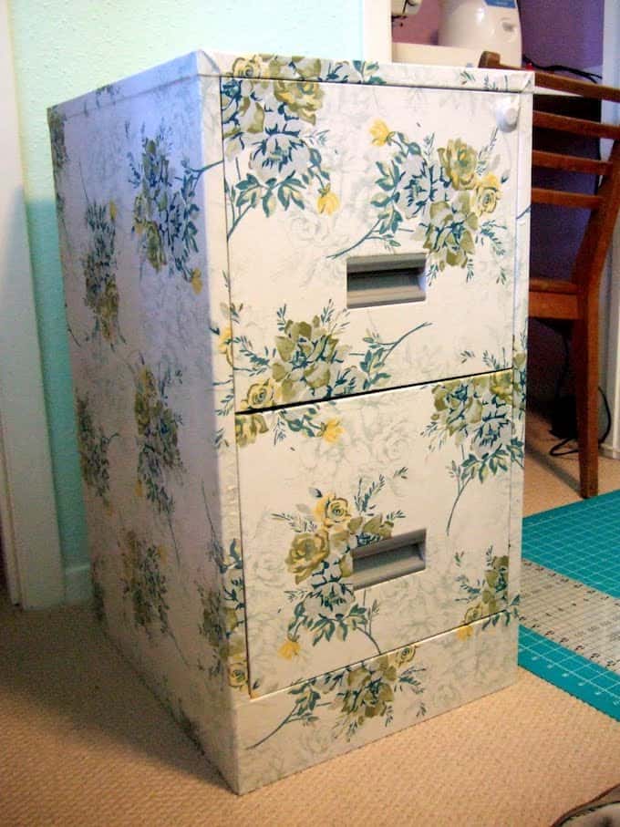 Do you have an old fie cabinet lying around? Give it an update! This decoupage filing cabinet project is so easy - just add Mod Podge and fabric.