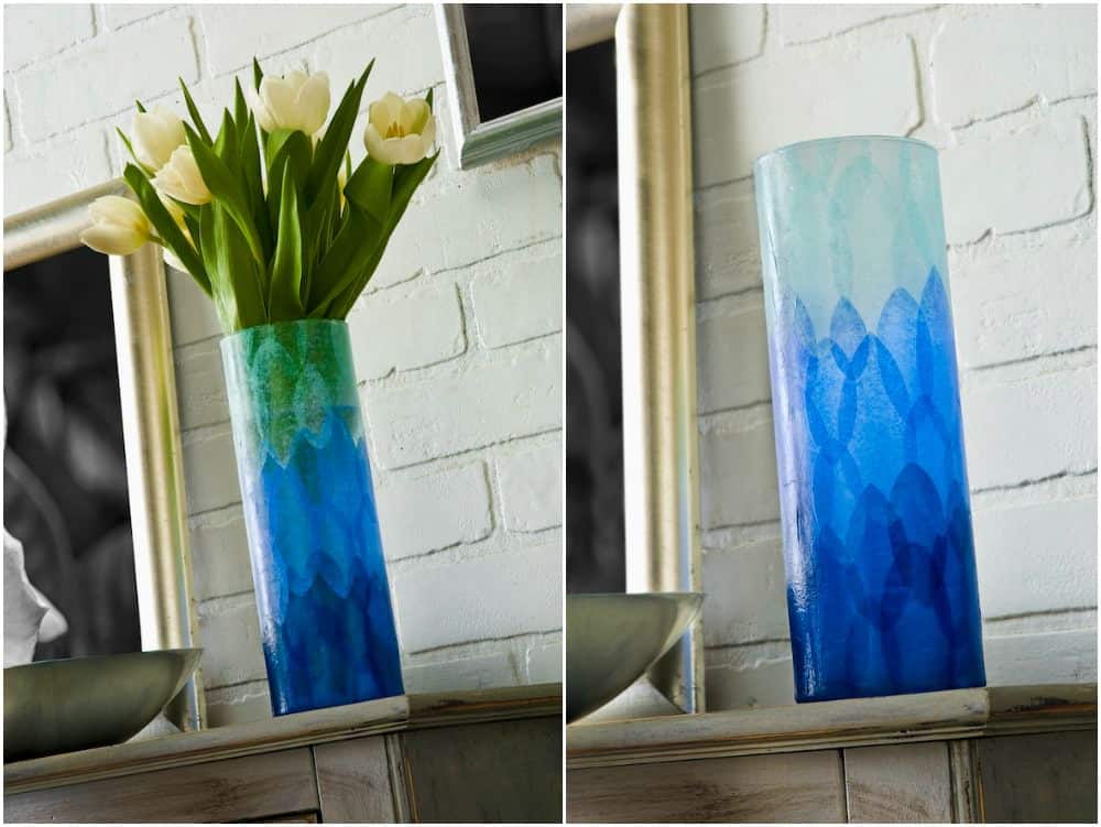 how to decorate a vase with tissue paper
