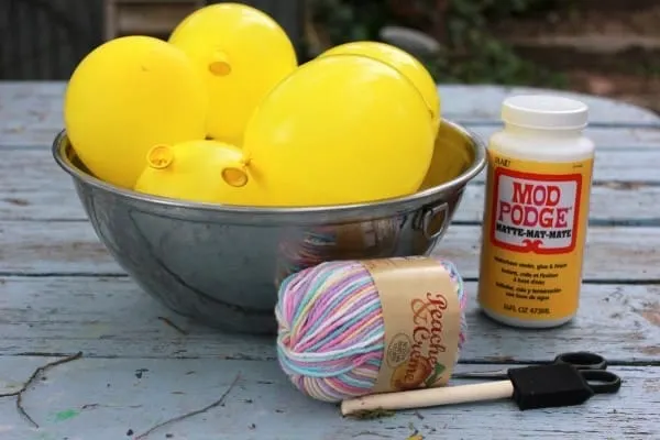 supplies to make string Easter eggs