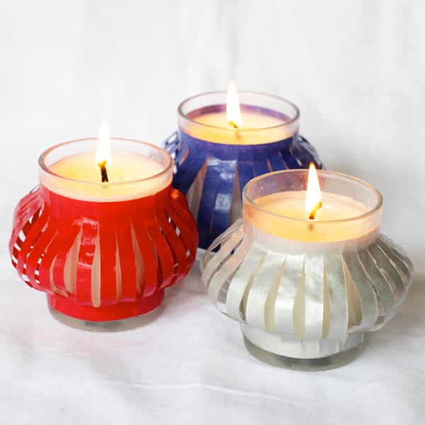 Easy Tissue Paper Votives for the 4th of July!