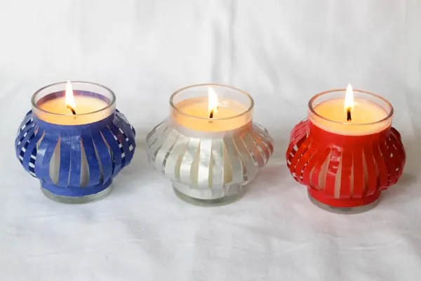 Tissue paper party votives for the 4th of July
