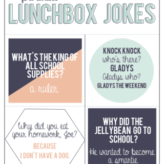 Children absolutely love finding lunch box jokes when they open their brown bag! Get a free printable sheet of four here.