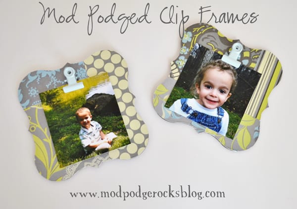 DIY clip frames decorated with paper and Mod Podge