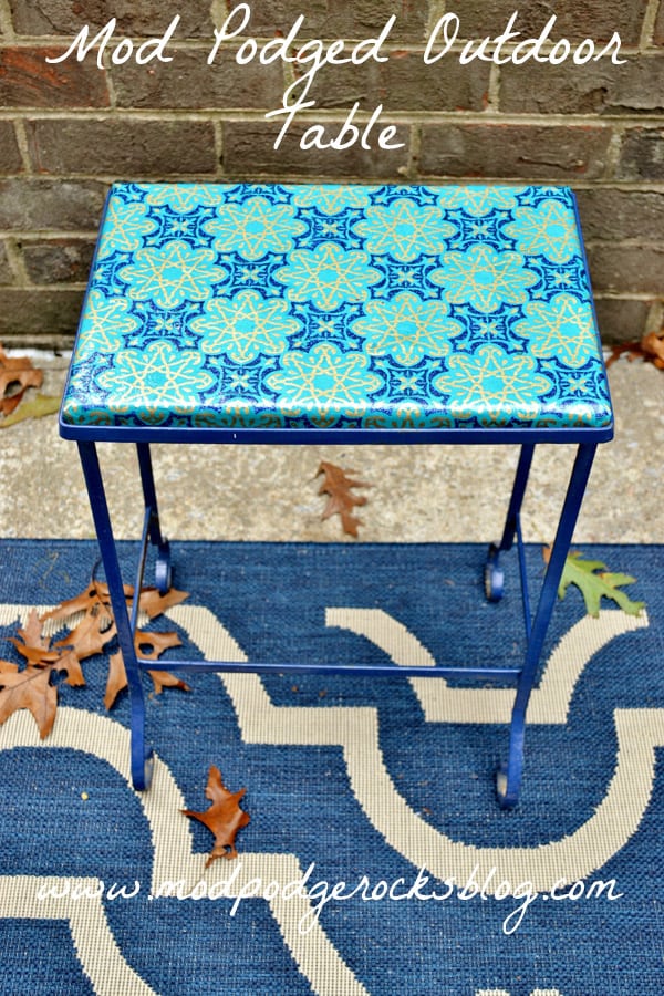Decoupage Table with Wrapping Paper