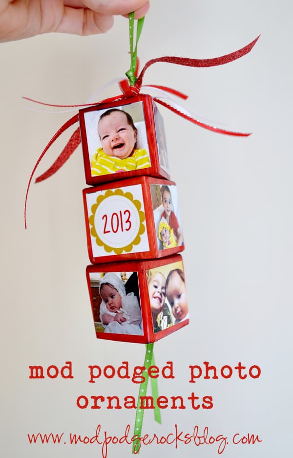 Photo Christmas Ornaments Made with Mod Podge