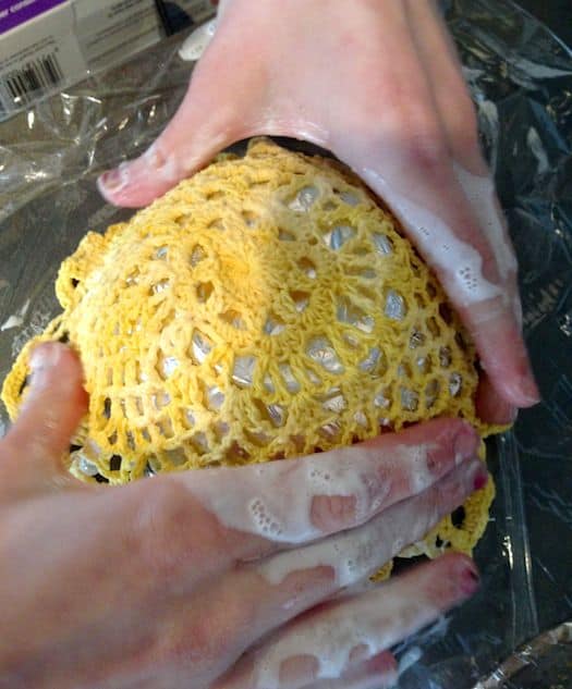 Wrapping a bowl with a doily