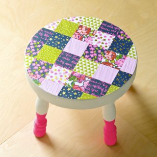 Decoupage Stool with Pretty Paper and Mod Podge