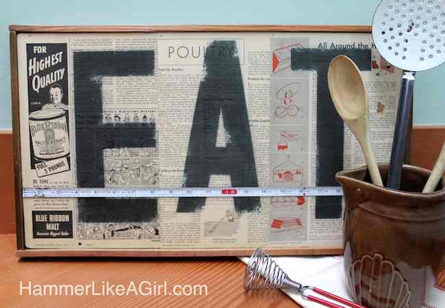 how to make a wood sign with vintage magazine pages