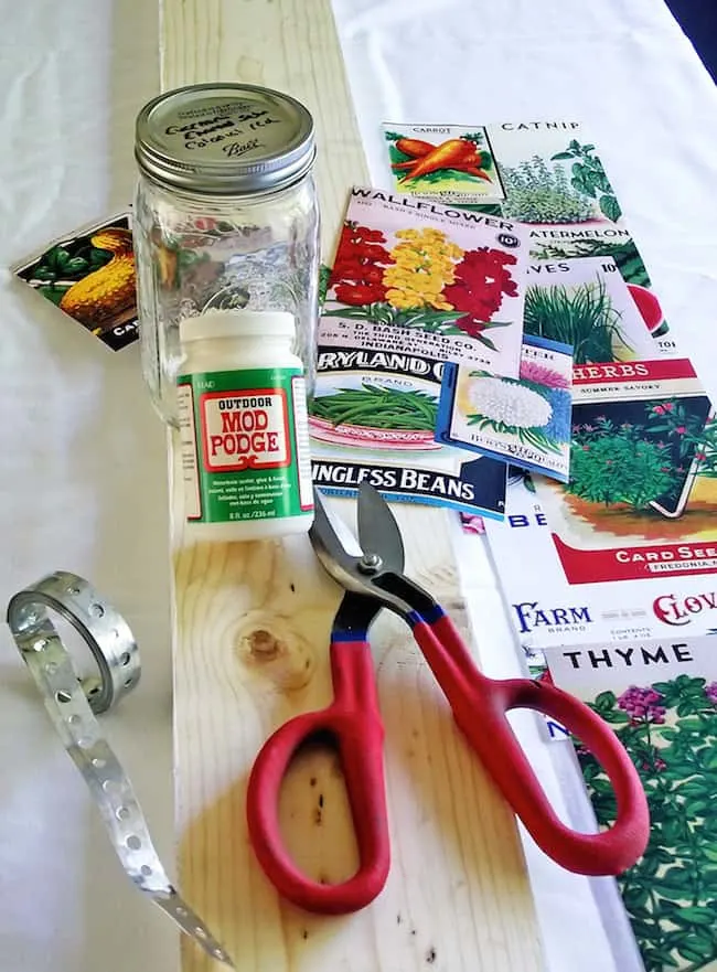 Supplies to make a mason jar herb garden
