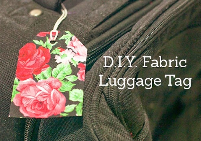 Pretty DIY luggage tag made with fabric