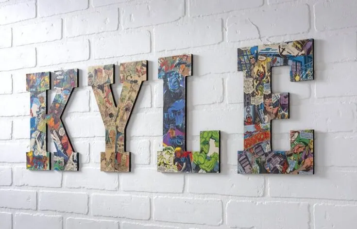 Use your favorite comic books (or copies) and Mod Podge to make these easy comic book letters! Perfect for budget friendly wall decor.