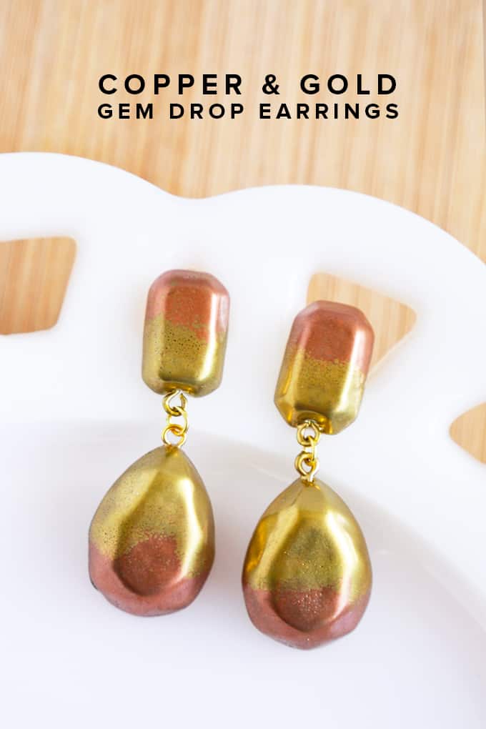 DIY Copper & Gold Gem Drop Earrings