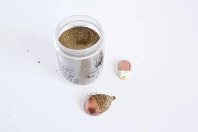 Copper embossing powder on DIY drop earrings