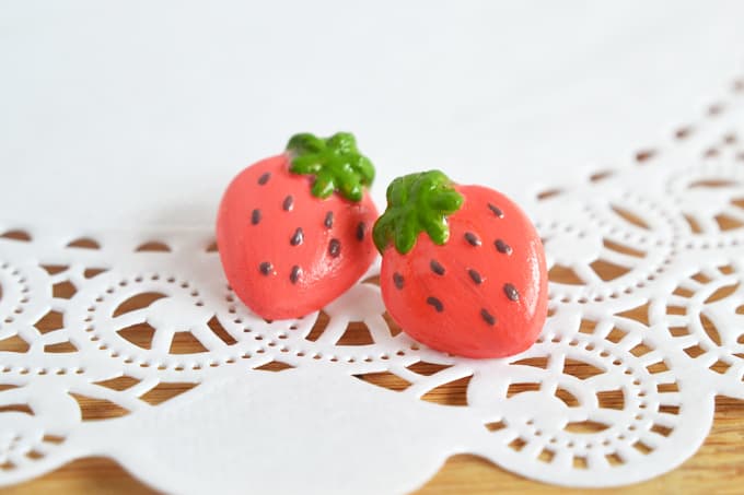 strawberry clay earrings