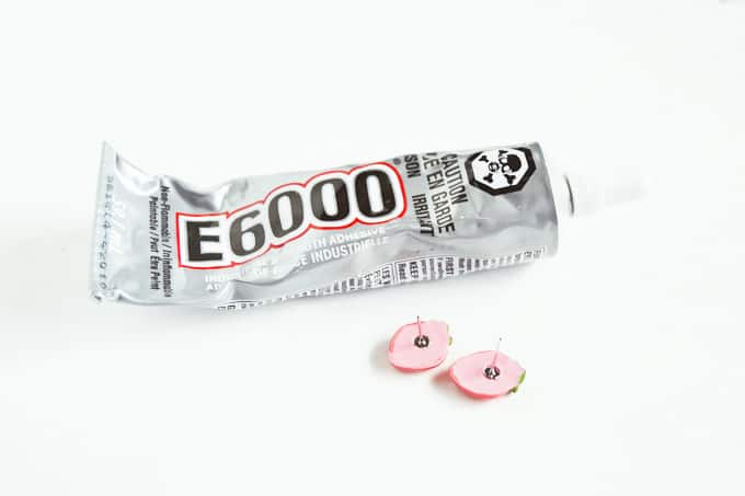 how to attach earring posts to polymer clay with E-6000