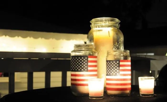 Easy American Flag Mason Jar Lanterns
