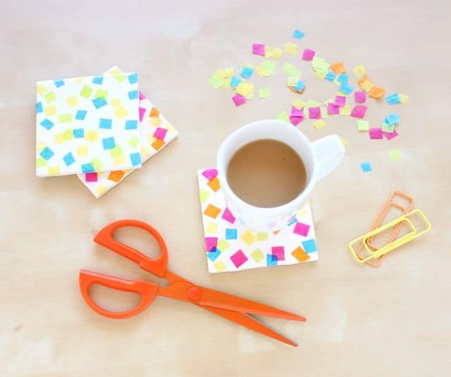 How to make confetti tile coasters with Mod Podge