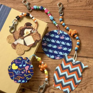 DIY backpack charms made with Duck Tape and beads