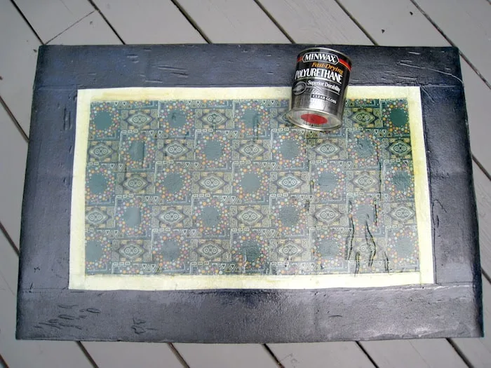 Polyurethane painted onto a DIY floor cloth