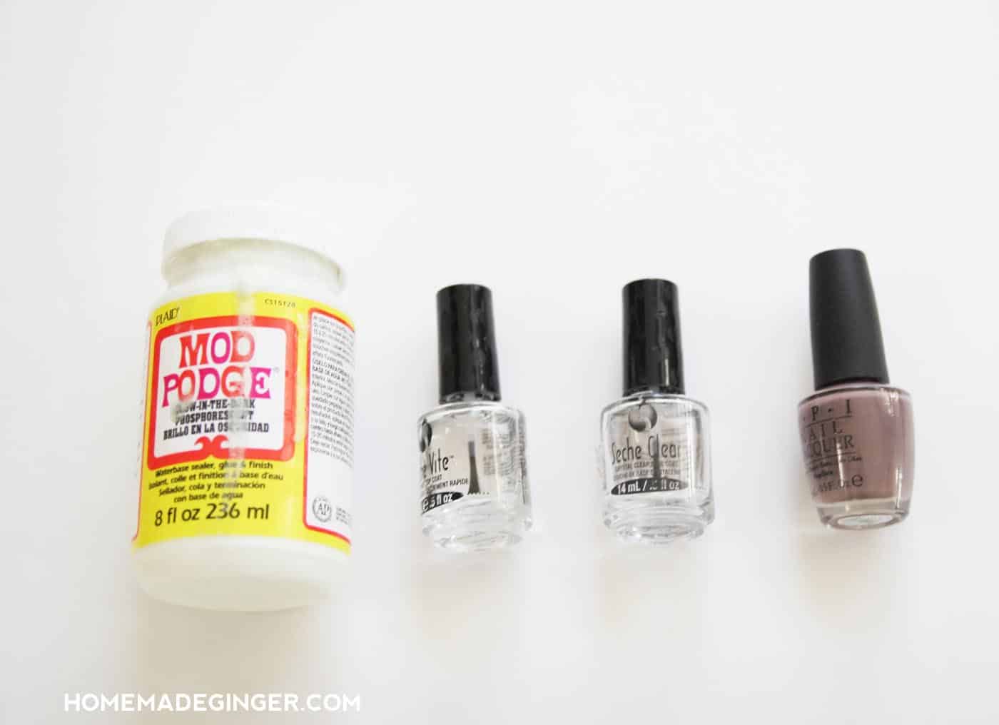 Glow in the Dark Mod Podge and clear nail polish