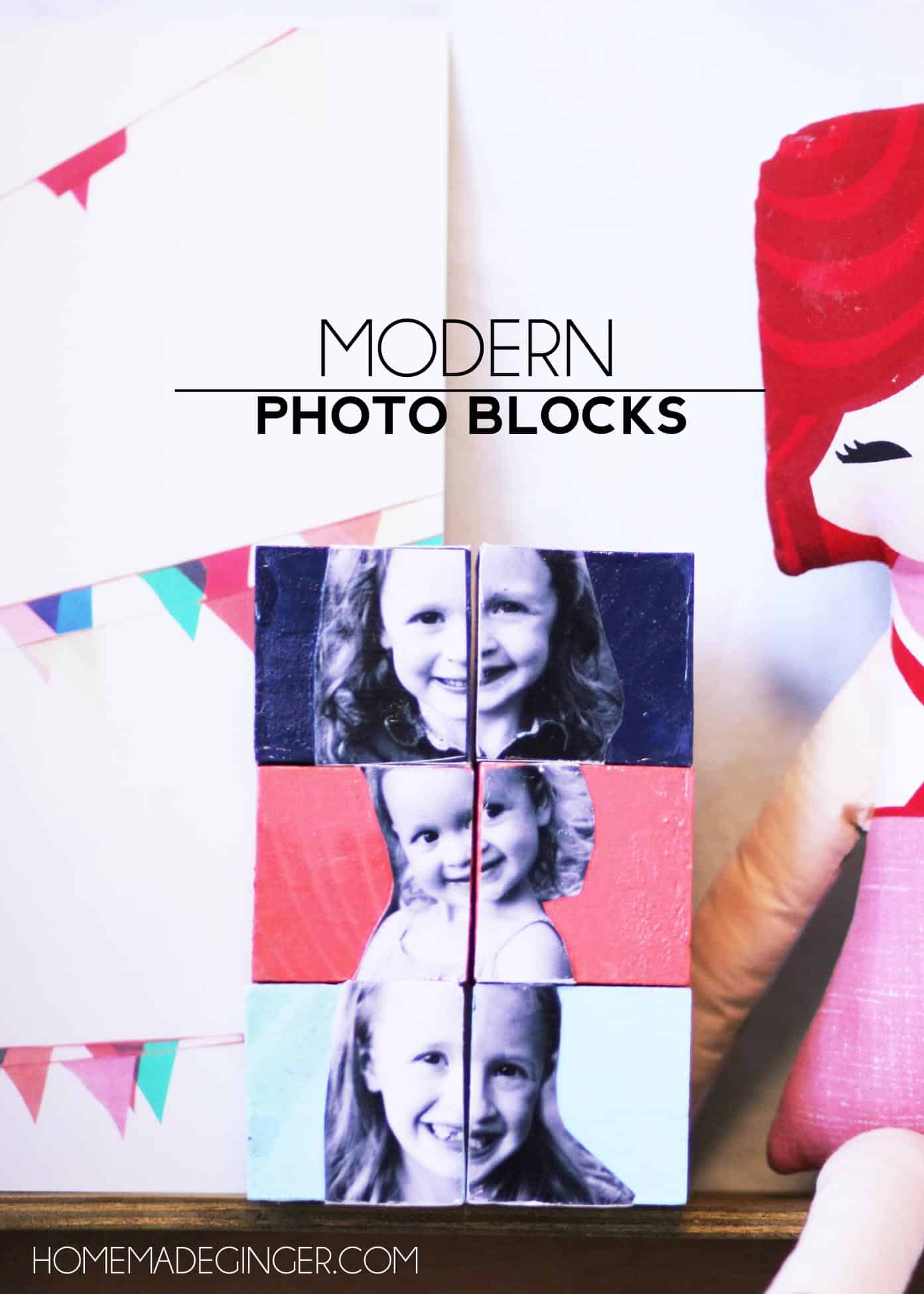 Paint these DIY photo blocks any color to fit in with your child's room or nursery and display on a shelf! They also make great personalized gifts.