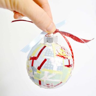 Paper christmas ornaments made with Mod Podge