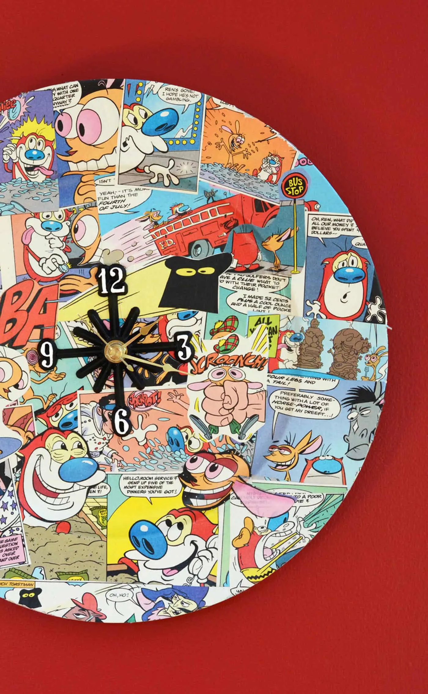 DIY clock made with comic book pages