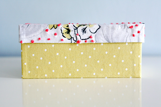Box with Mod Podge and fabric
