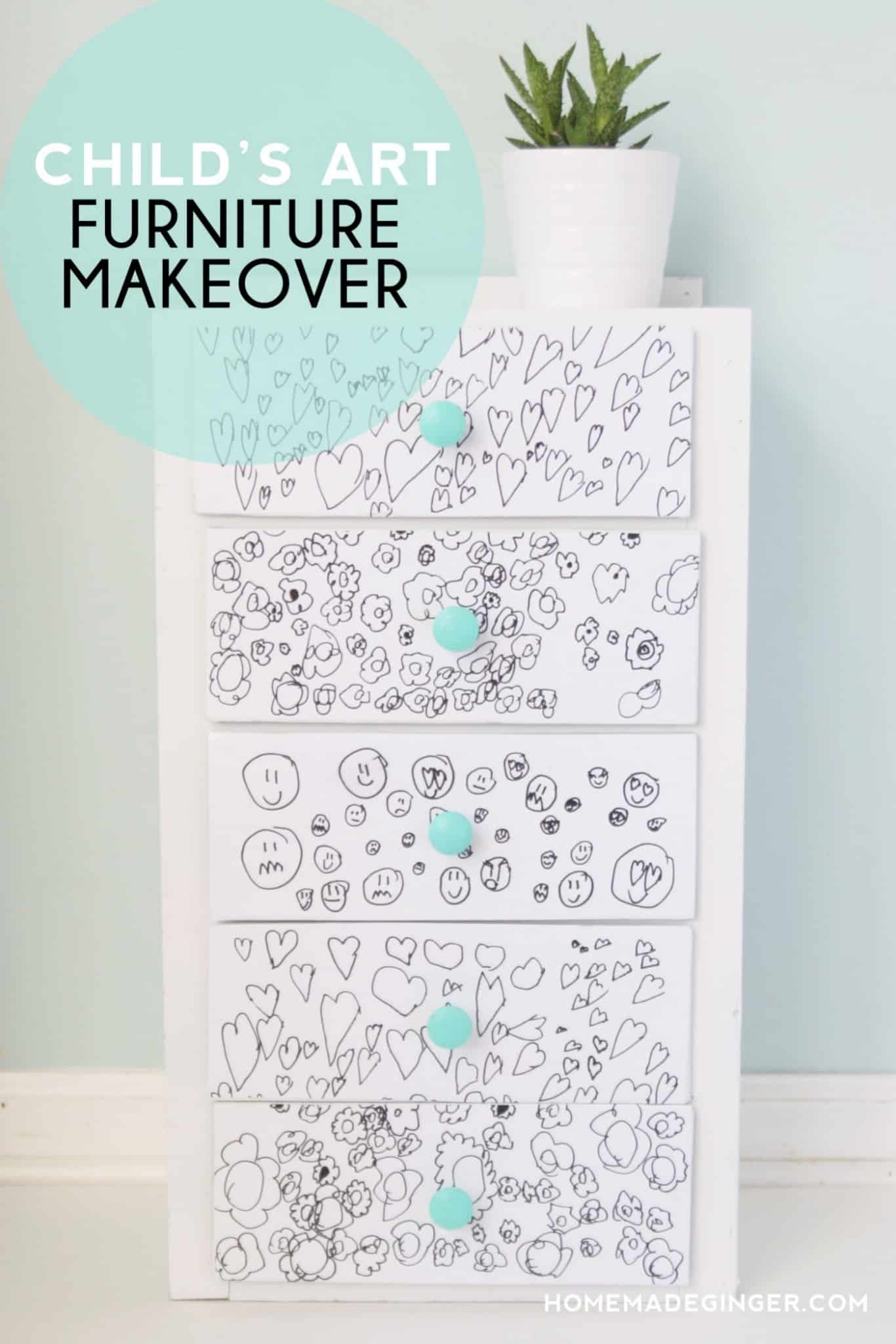 Easy Dresser Makeover with Children's Art