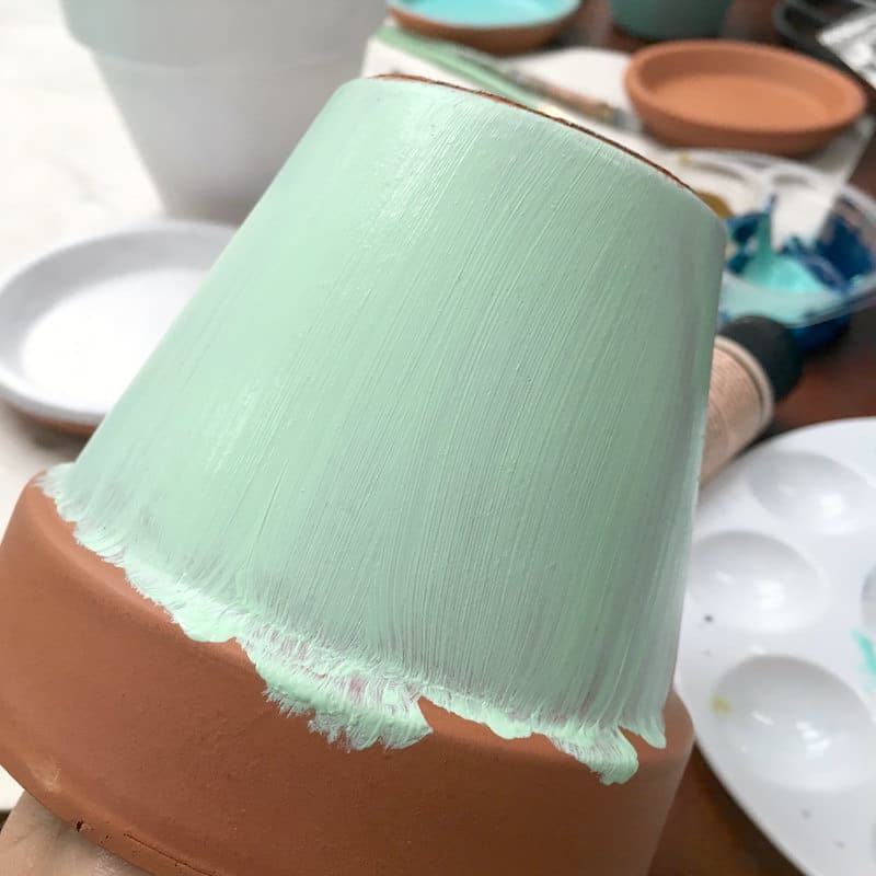 DIY Flower Pot Decoration- painting the pot base