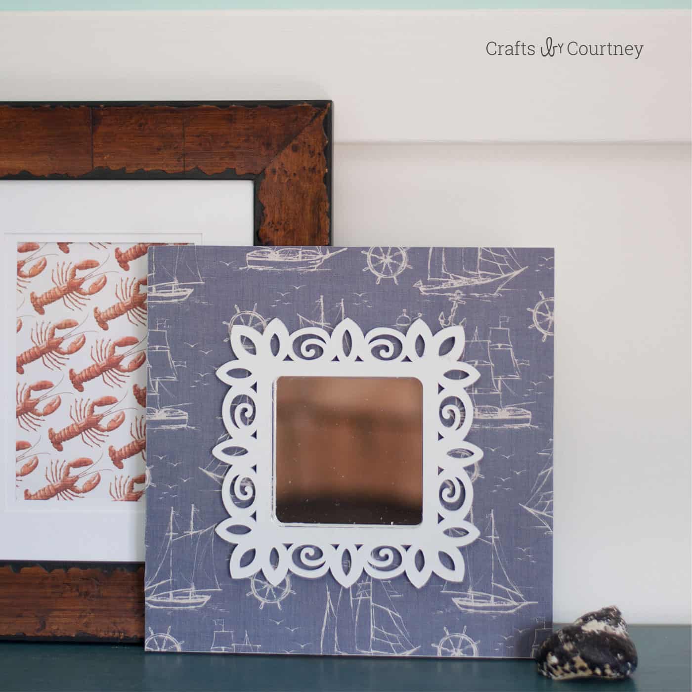 Makeover an IKEA wall mirror with scrapbook paper