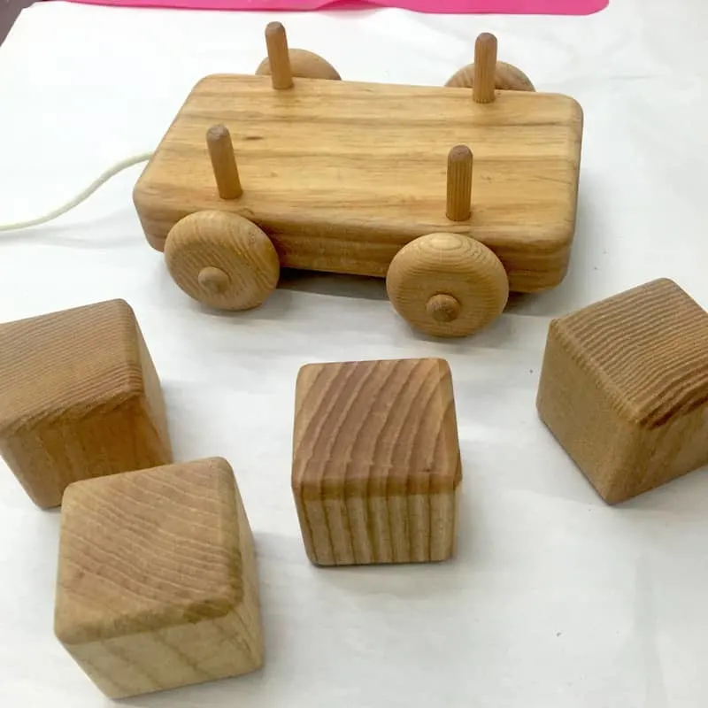 Wood blocks removed from the wood toy