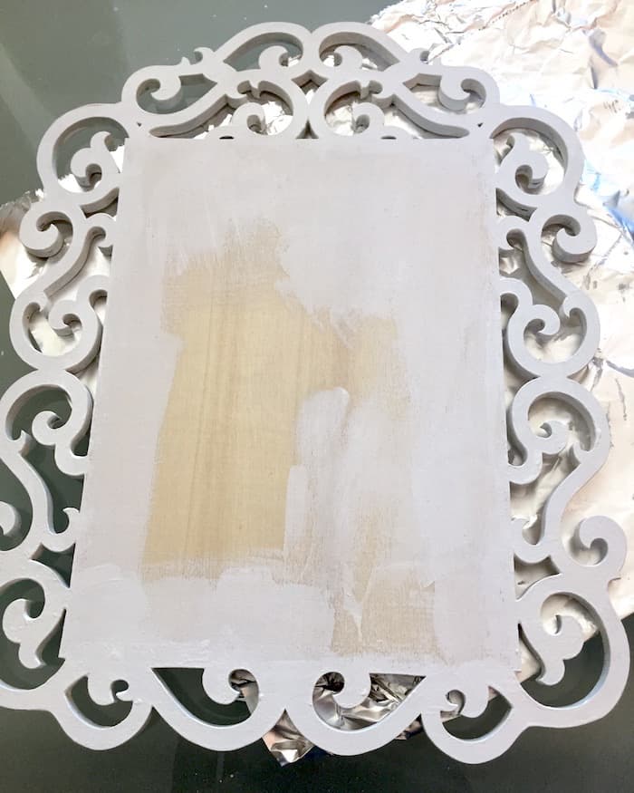 Wood frame painted with white acrylic paint