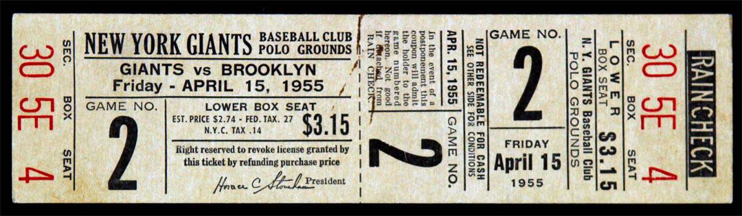 Vintage Baseball Ticket