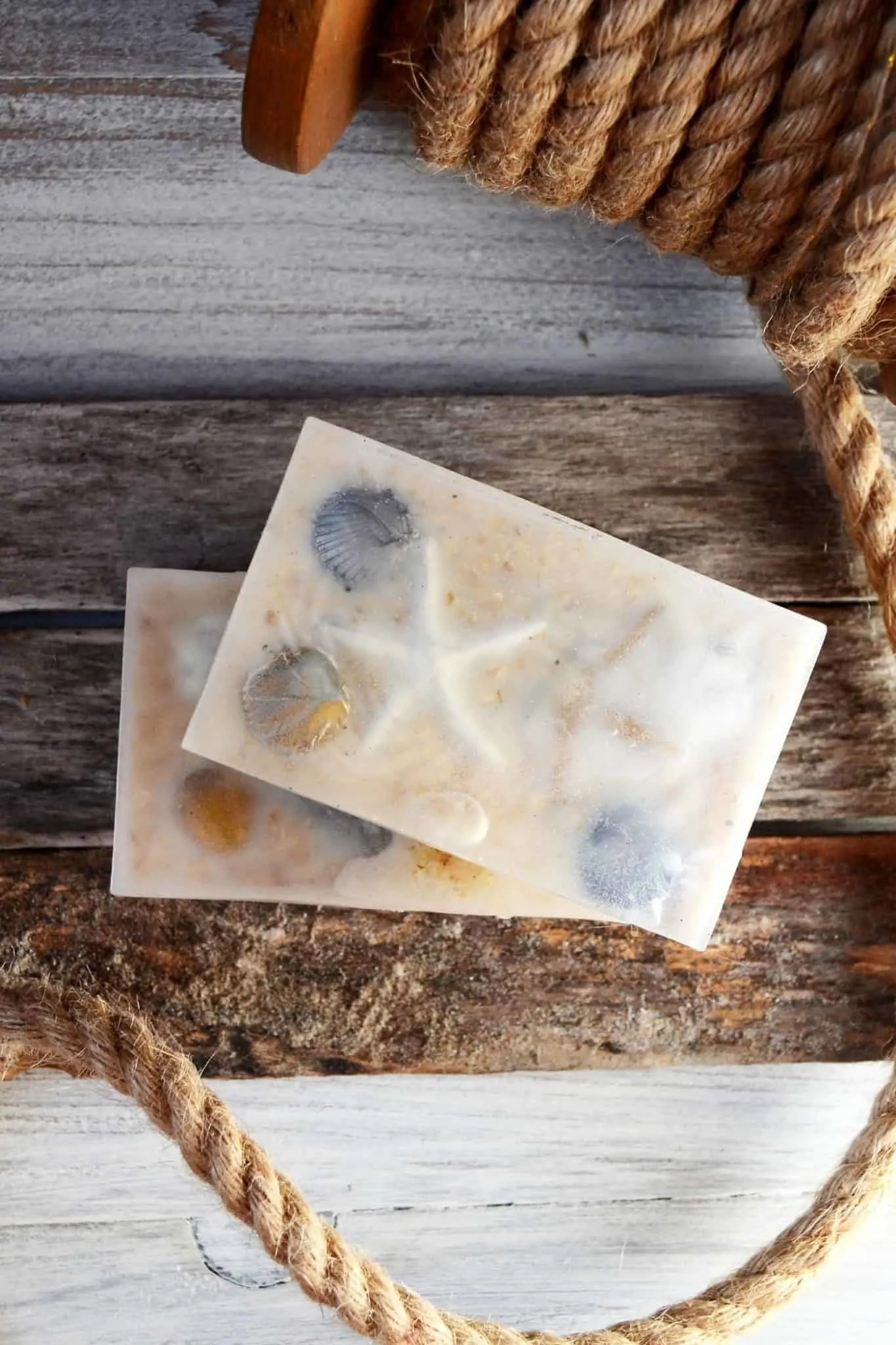 DIY oatmeal soap with a beach theme