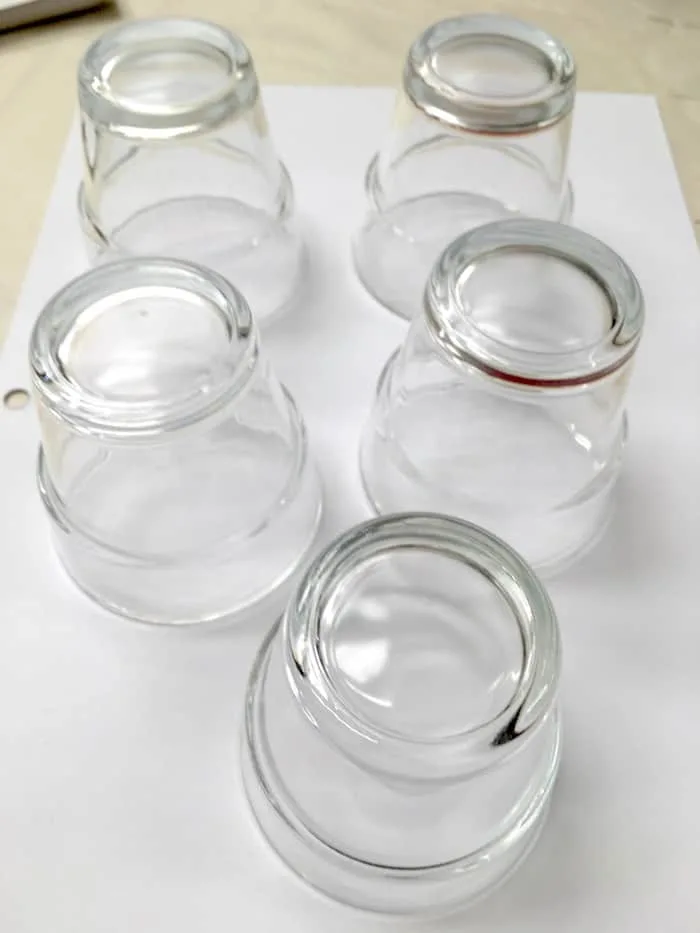 Clear glass votives from the Dollar store