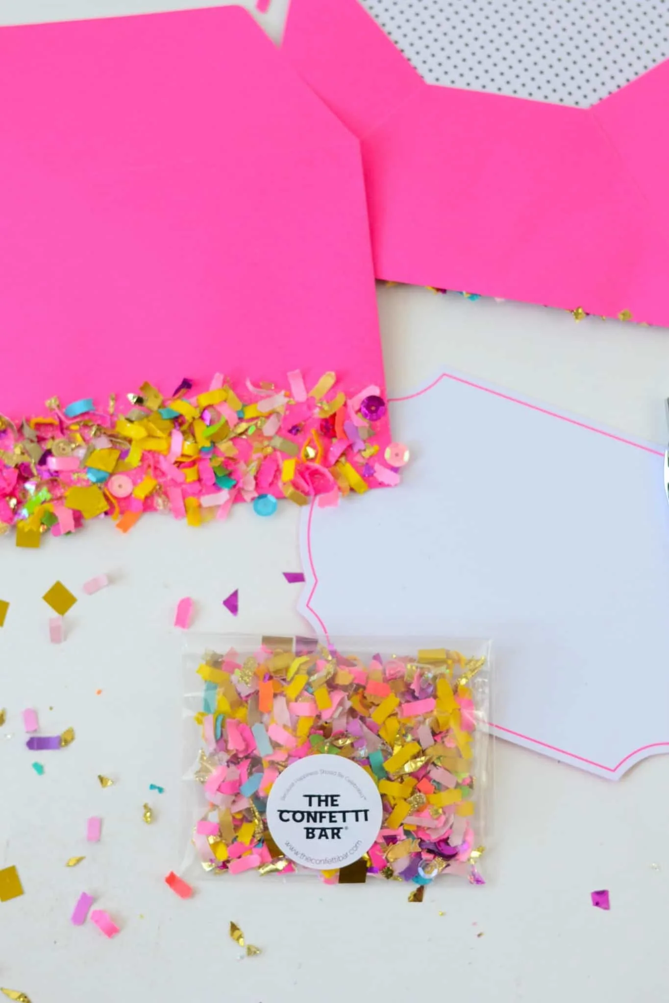 Close up of a confetti package from The Confetti Bar